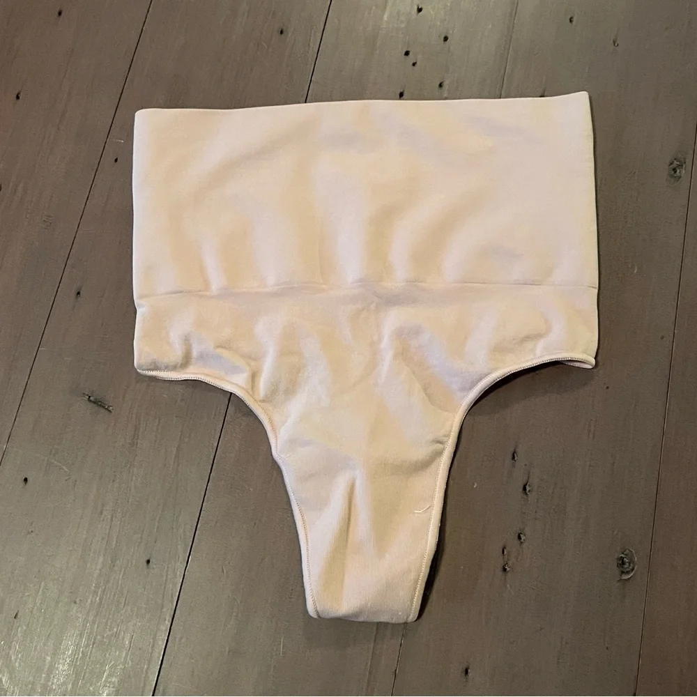 High-Waisted SKIMS Cream Thong Shapewear